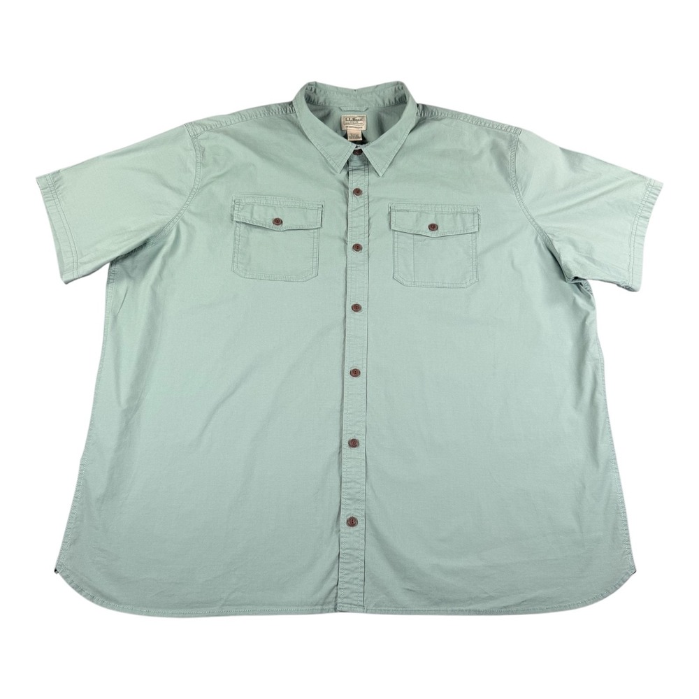 L.L.Bean Men's XXXL Traditional Fit Green Short Sleeve Stretch Cotton Shirt